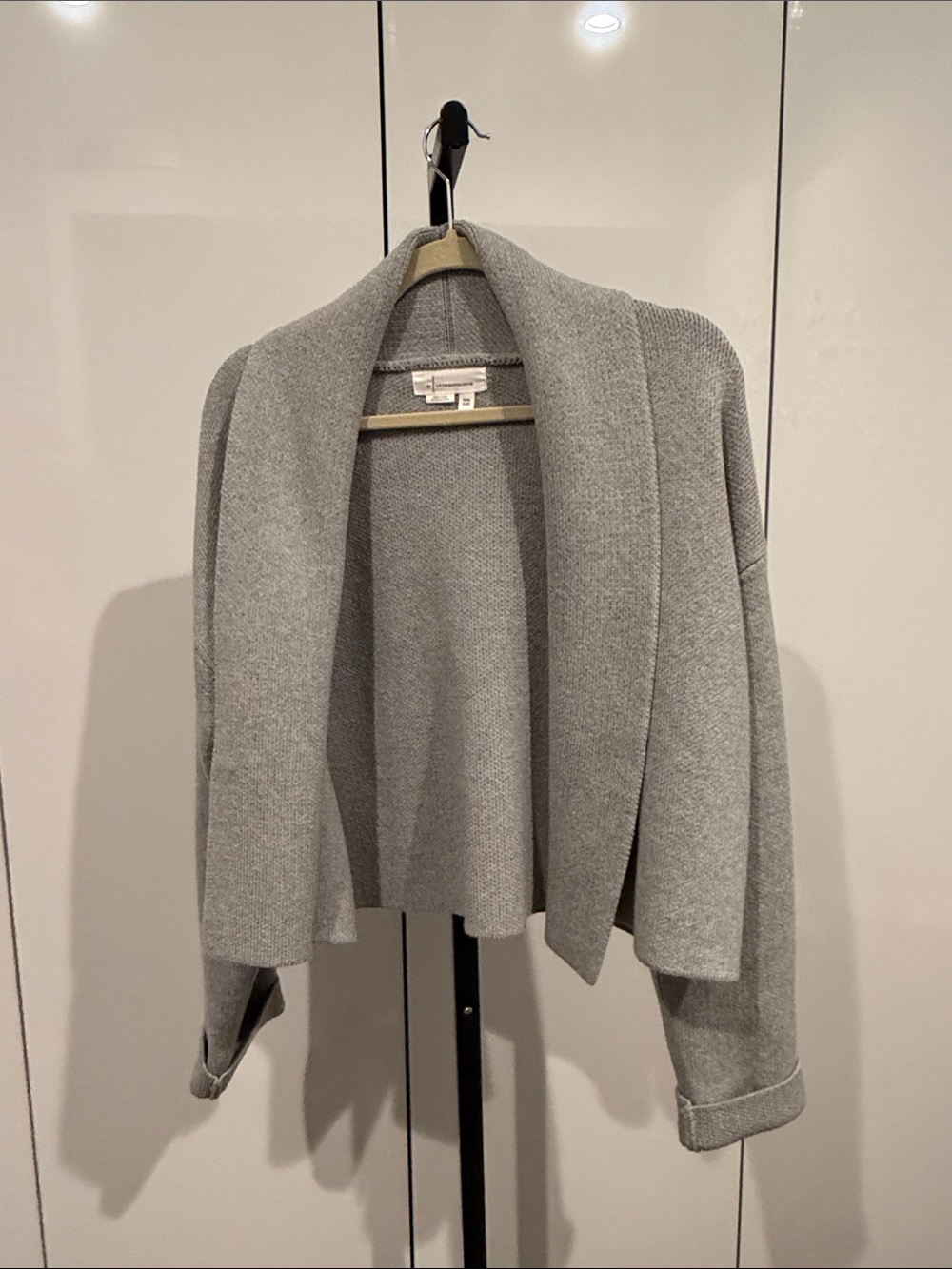 Anthropologie Light Gray Shawl-Collar Open Cardigan
